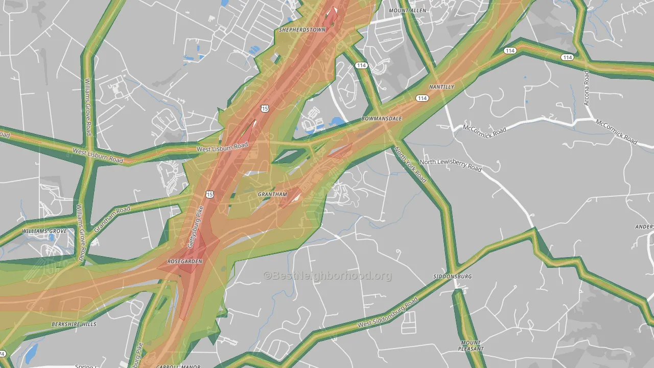17027, PA Map of Noise Levels in 17027