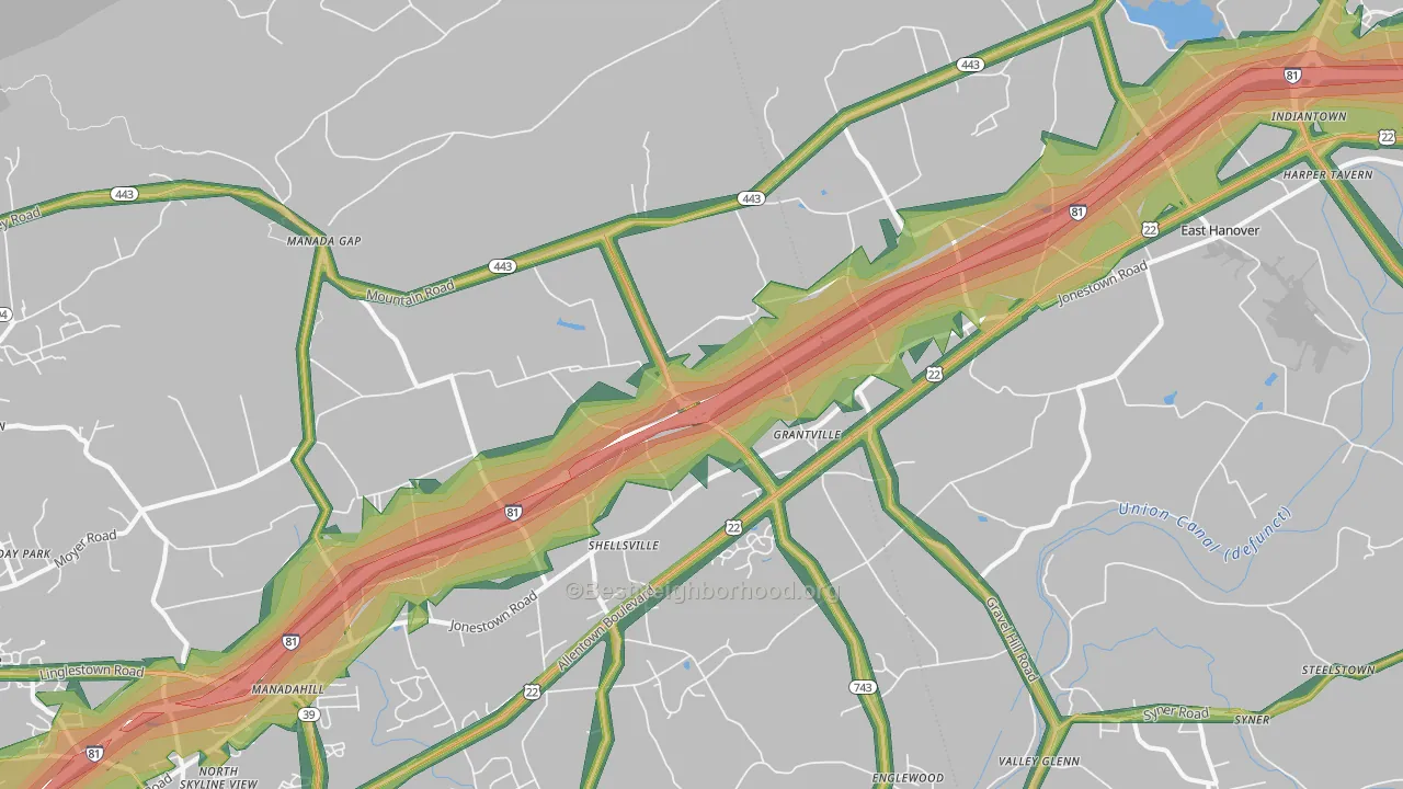17028, PA Map of Noise Levels in 17028
