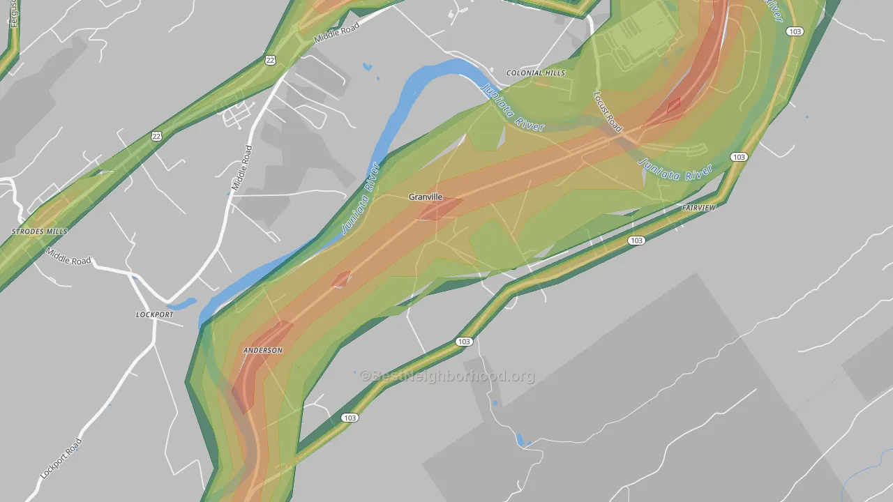 17029, PA Map of Noise Levels in 17029