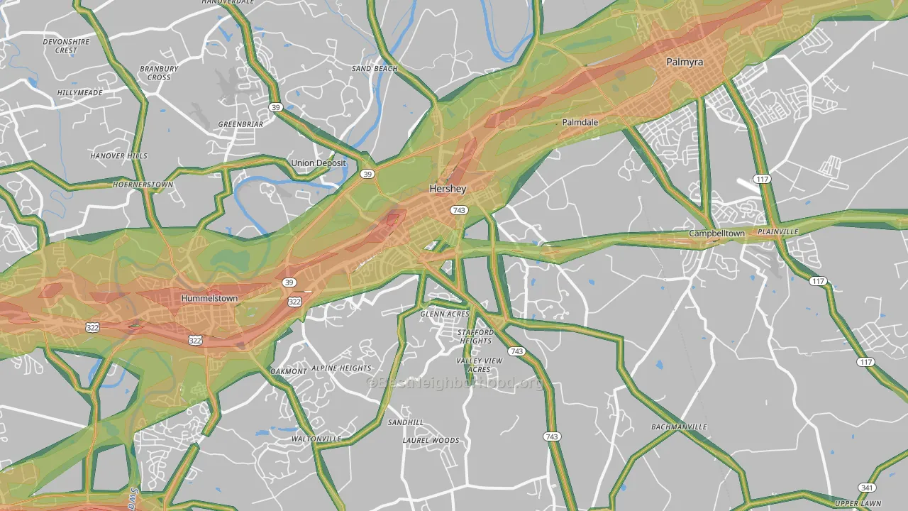 17033, PA Map of Noise Levels in 17033