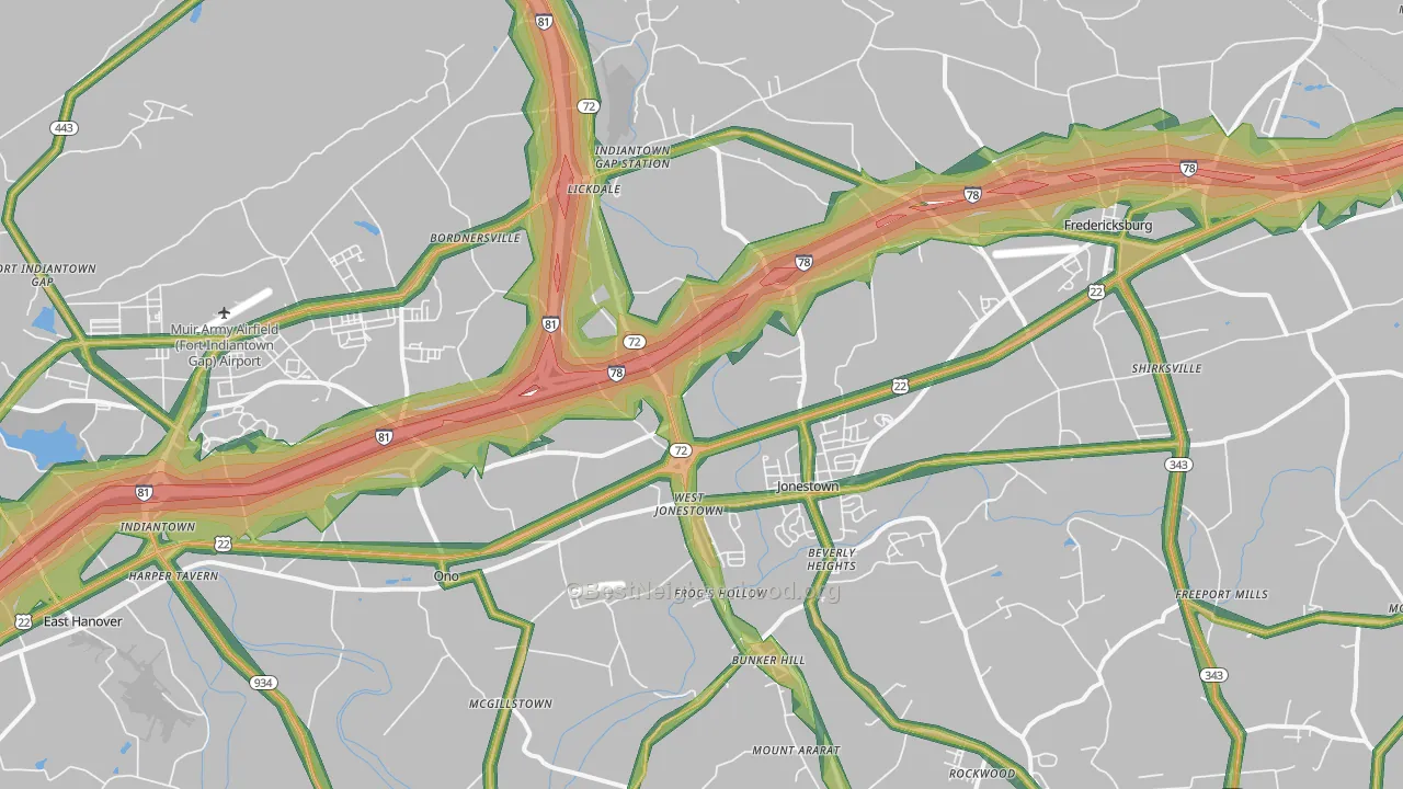 17038, PA Map of Noise Levels in 17038