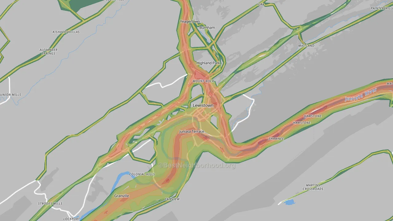 17044, PA Map of Noise Levels in 17044