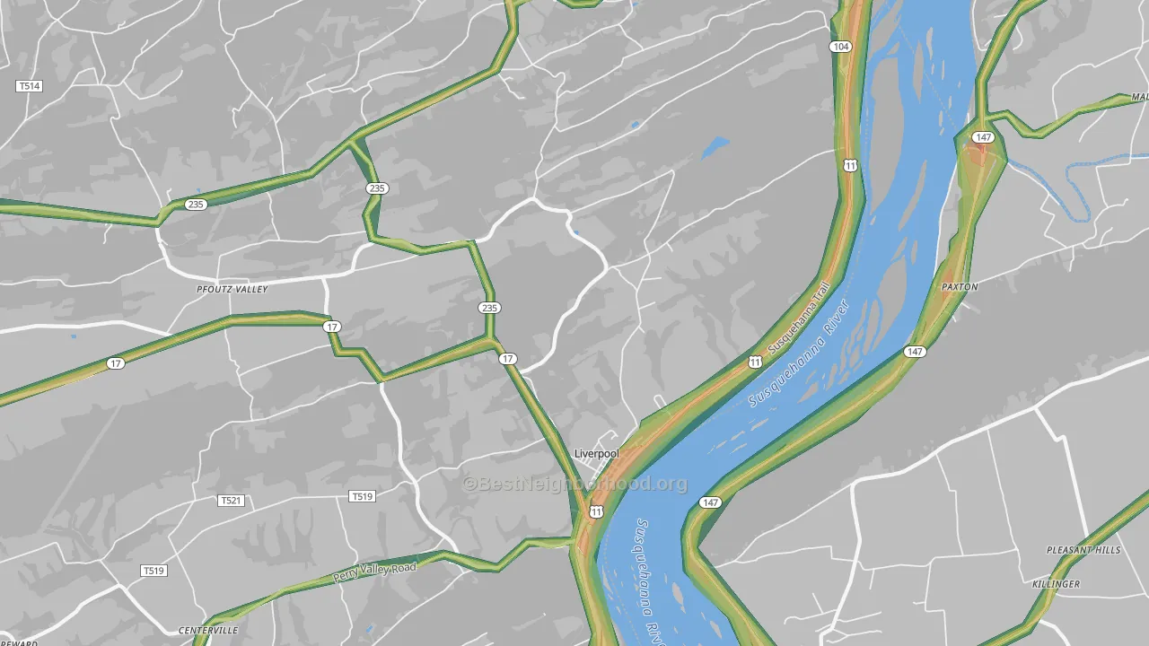 17045, PA Map of Noise Levels in 17045