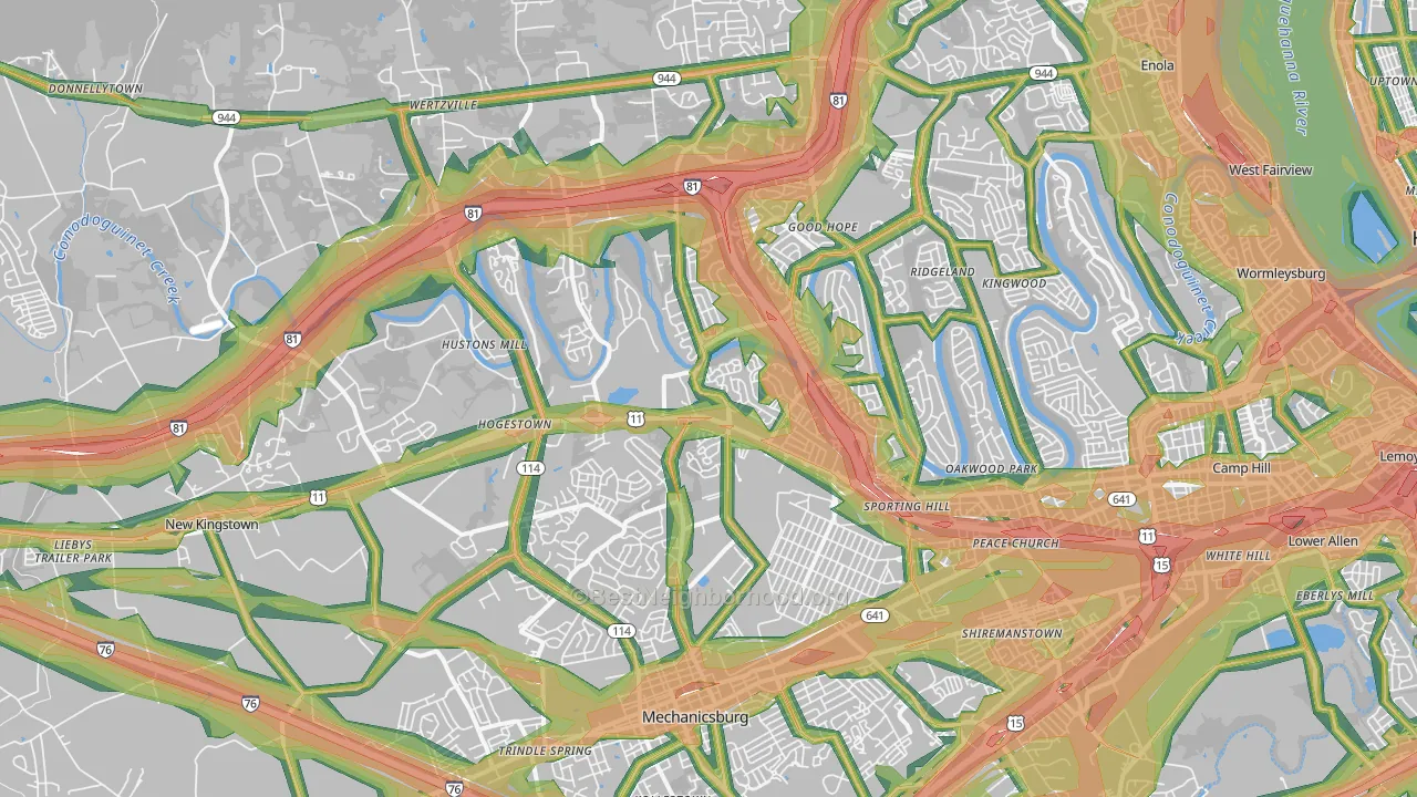 17050, PA Map of Noise Levels in 17050