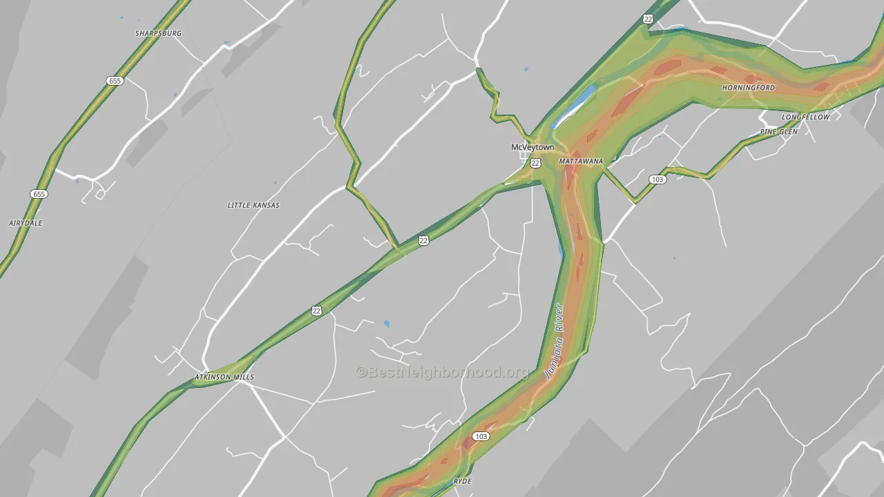 17051, PA Map of Noise Levels in 17051