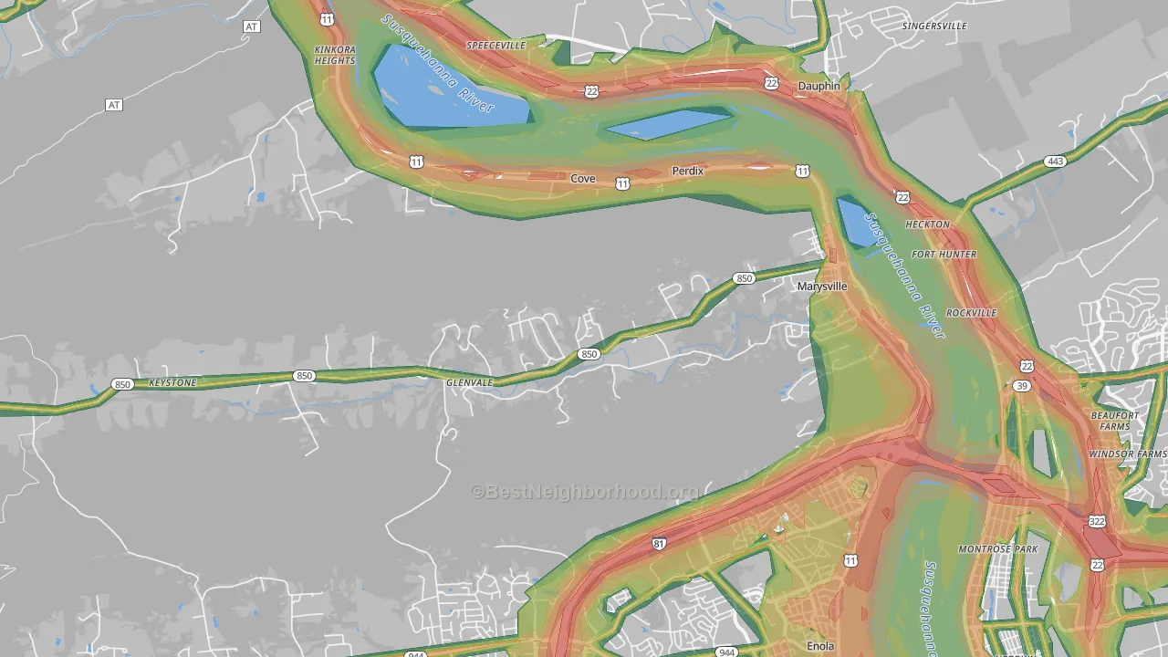17053, PA Map of Noise Levels in 17053