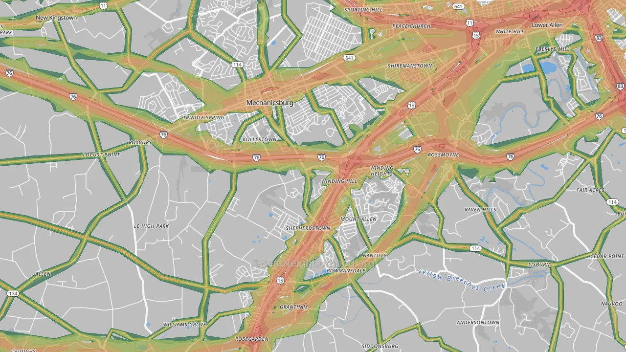 17055, PA Map of Noise Levels in 17055