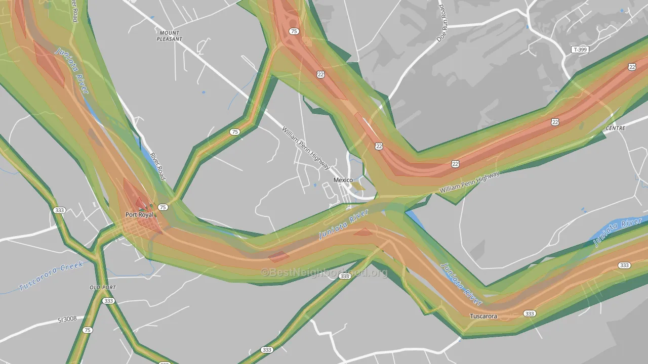17056, PA Map of Noise Levels in 17056