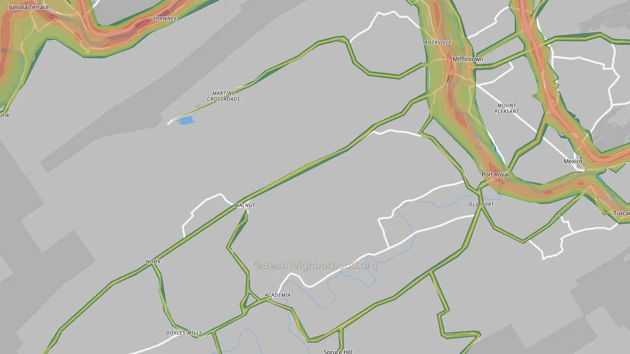 17058, PA Map of Noise Levels in 17058