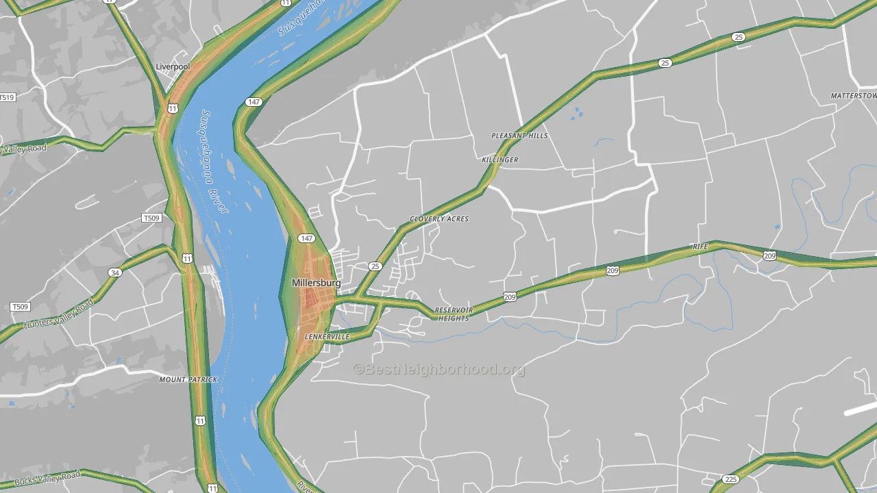 17061, PA Map of Noise Levels in 17061