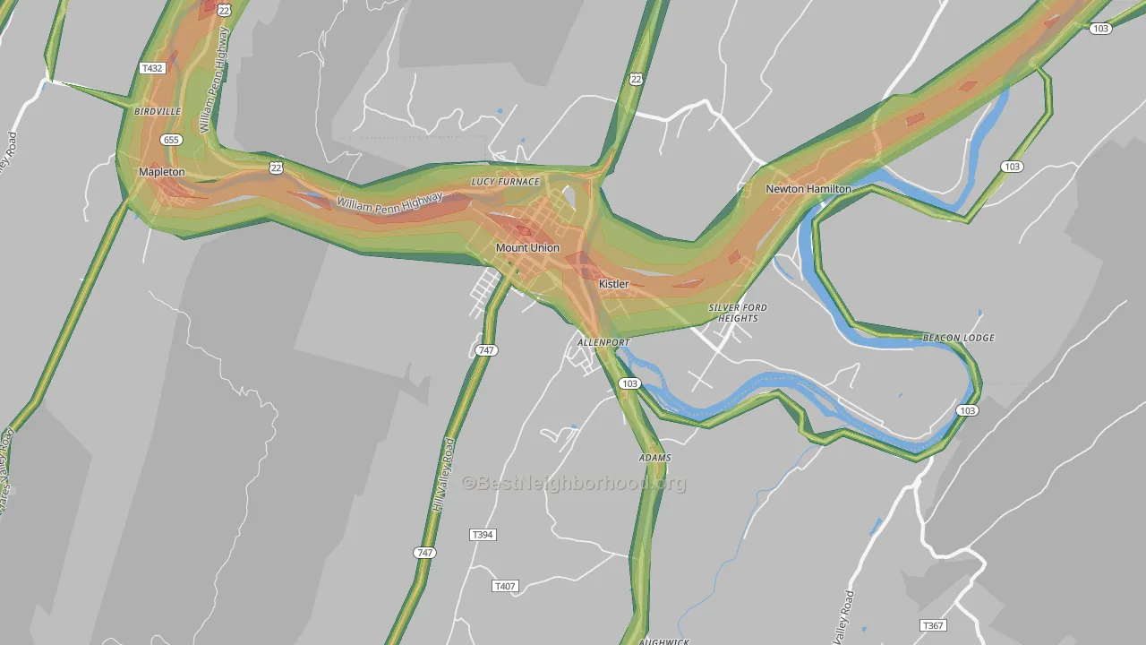 17066, PA Map of Noise Levels in 17066