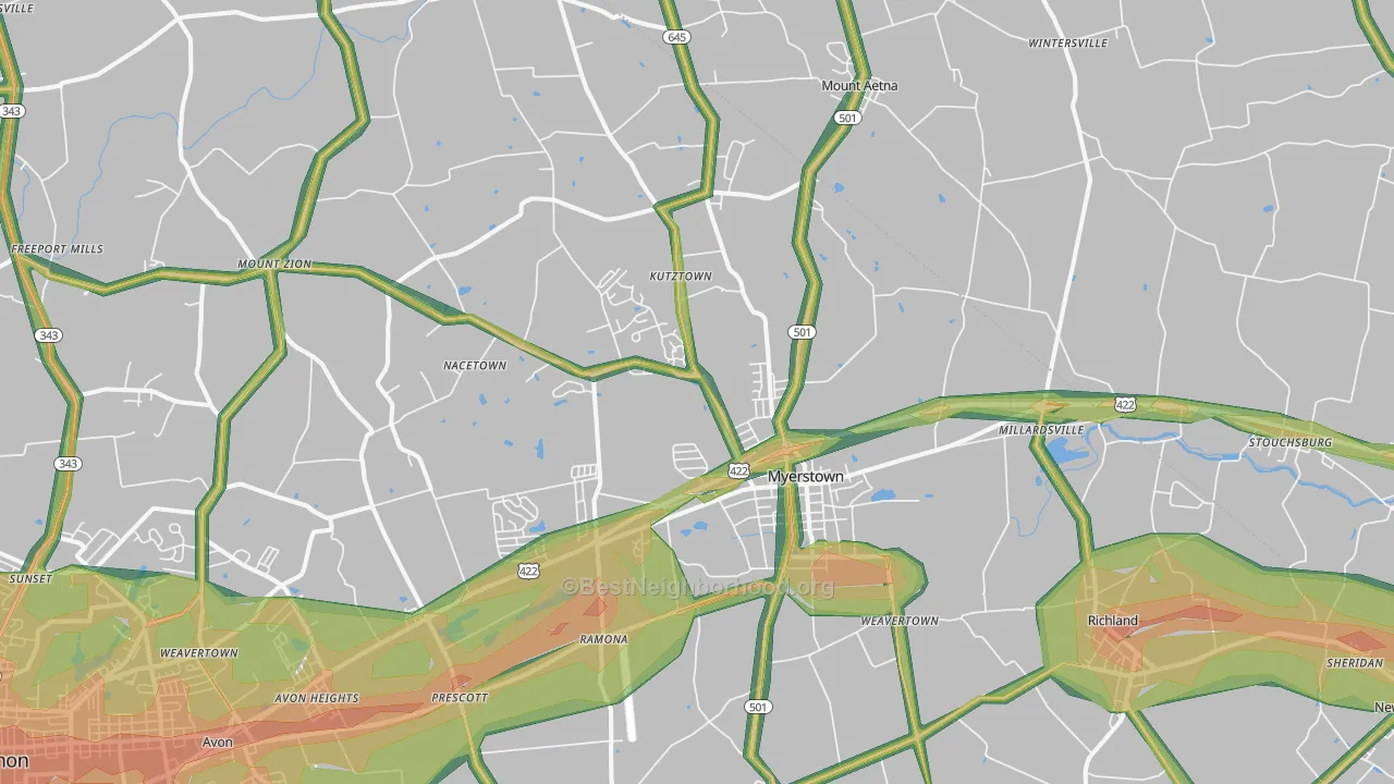 17067, PA Map of Noise Levels in 17067