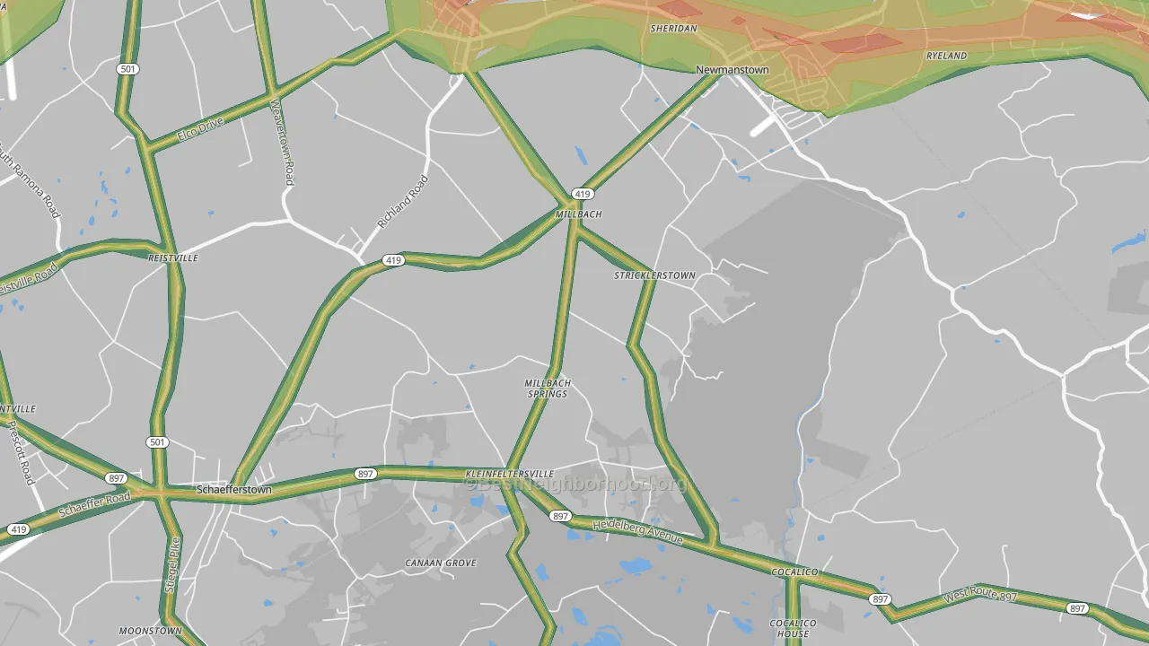 17073, PA Map of Noise Levels in 17073