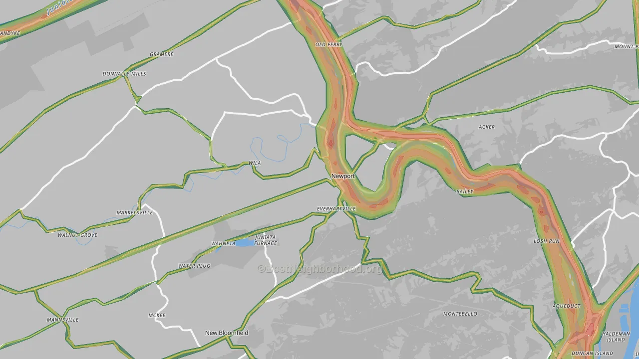 17074, PA Map of Noise Levels in 17074
