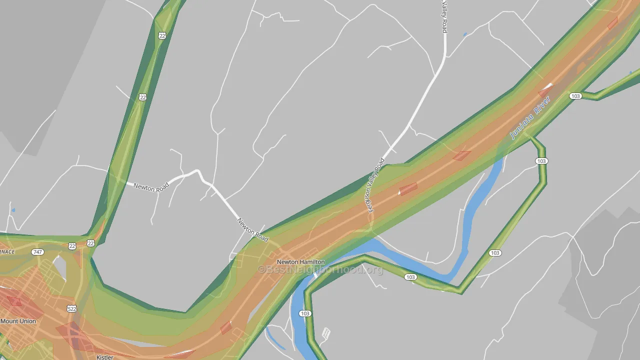 17075, PA Map of Noise Levels in 17075