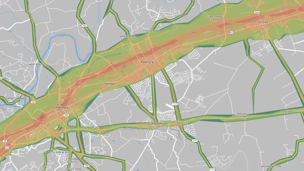 17078, PA Map of Noise Levels in 17078