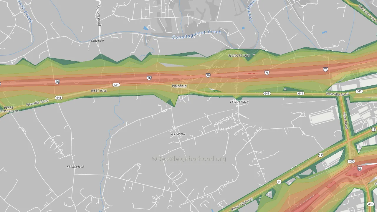 17081, PA Map of Noise Levels in 17081