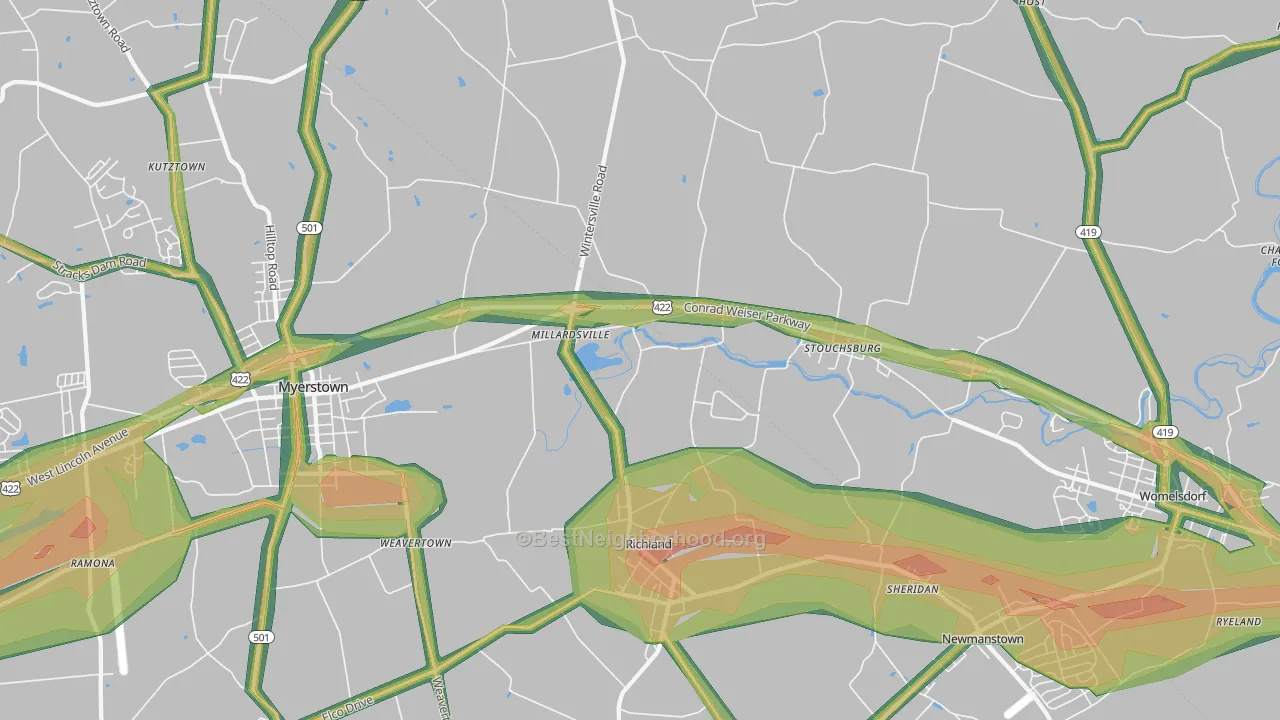 17087, PA Map of Noise Levels in 17087
