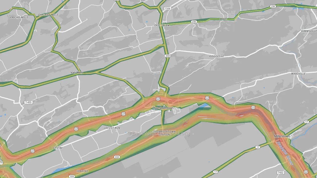 17094, PA Map of Noise Levels in 17094