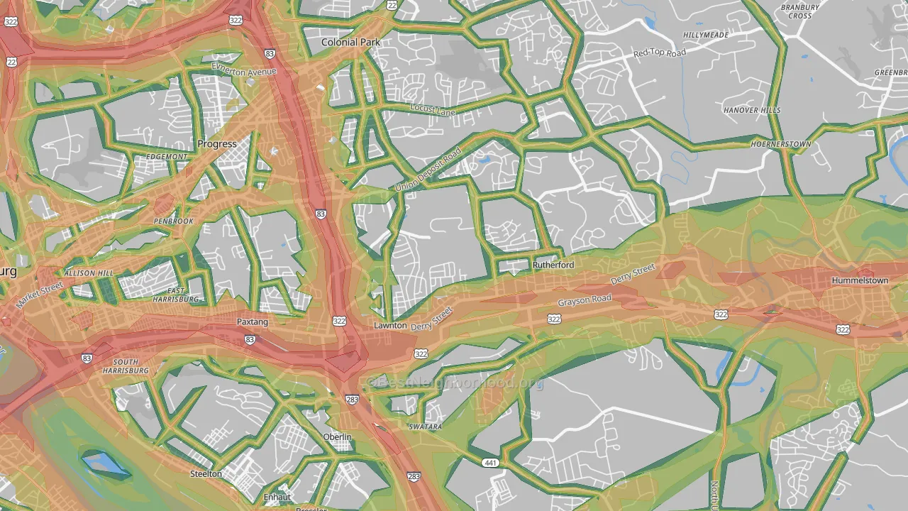17111, PA Map of Noise Levels in 17111