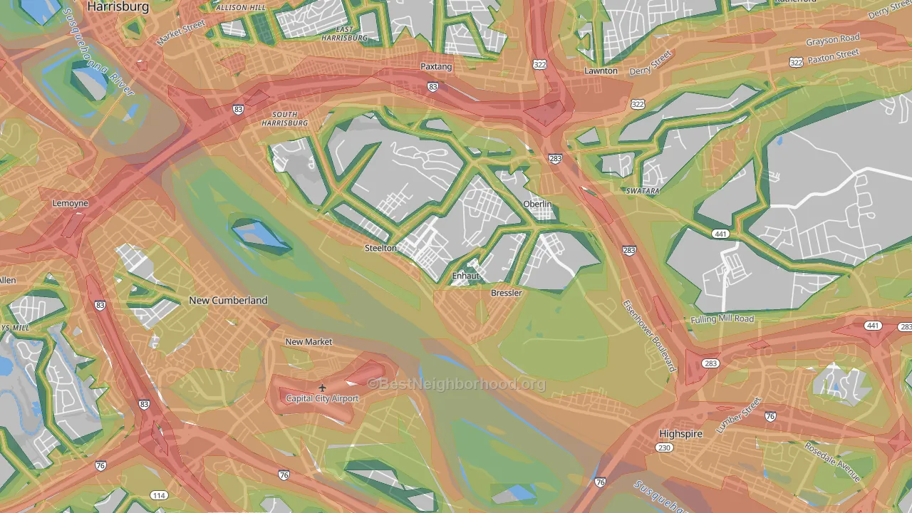 17113, PA Map of Noise Levels in 17113