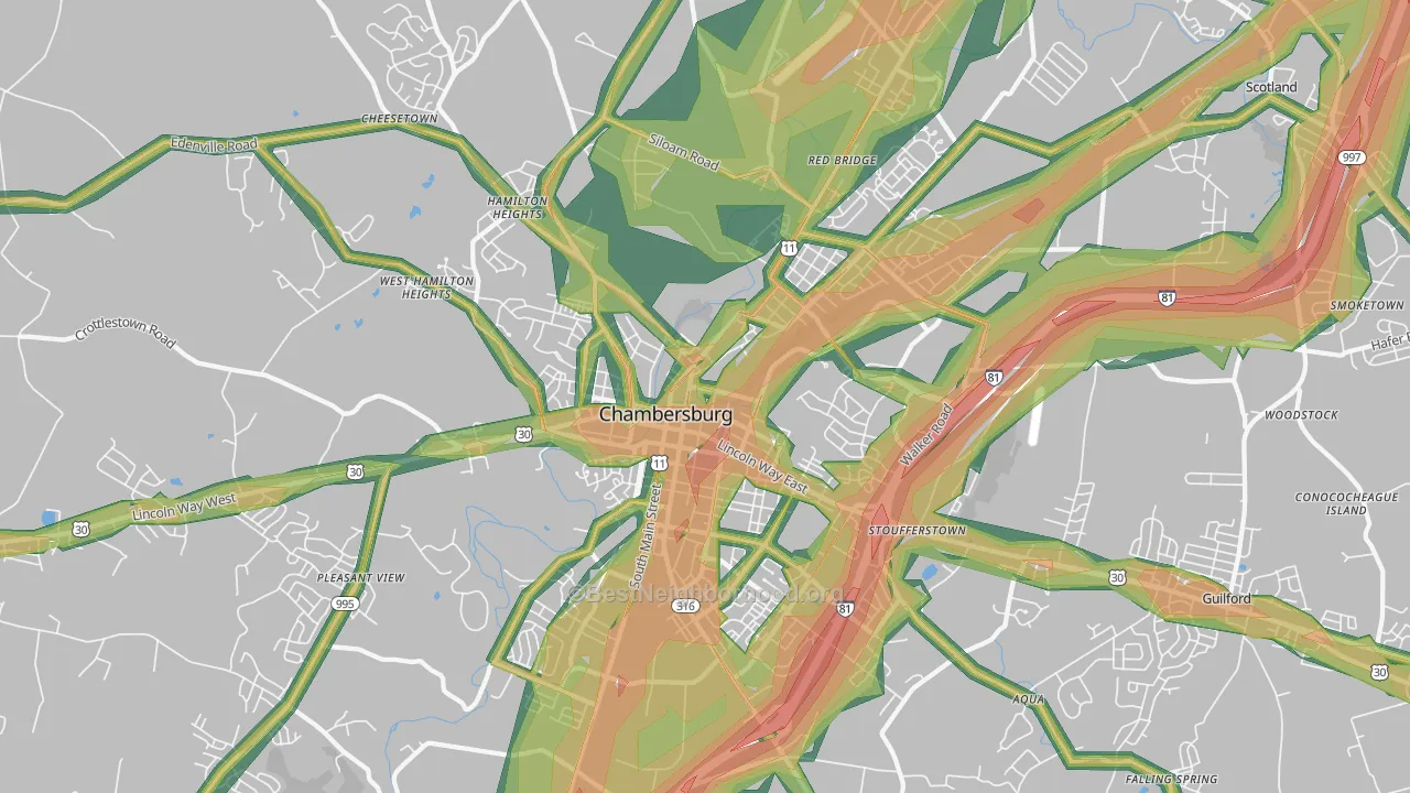 17201, PA Map of Noise Levels in 17201