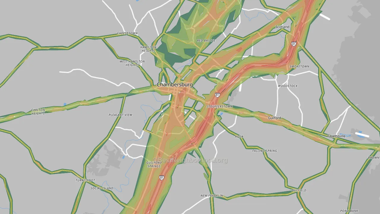 17202, PA Map of Noise Levels in 17202