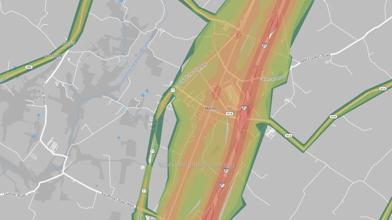 17235, PA Map of Noise Levels in 17235