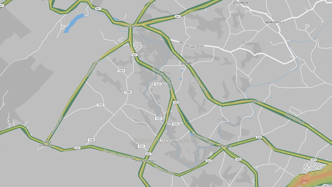 17244, PA Map of Noise Levels in 17244