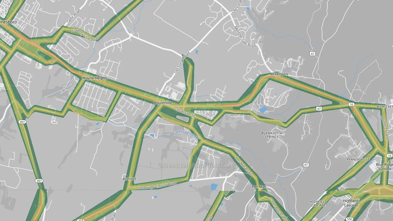 17250, PA Map of Noise Levels in 17250
