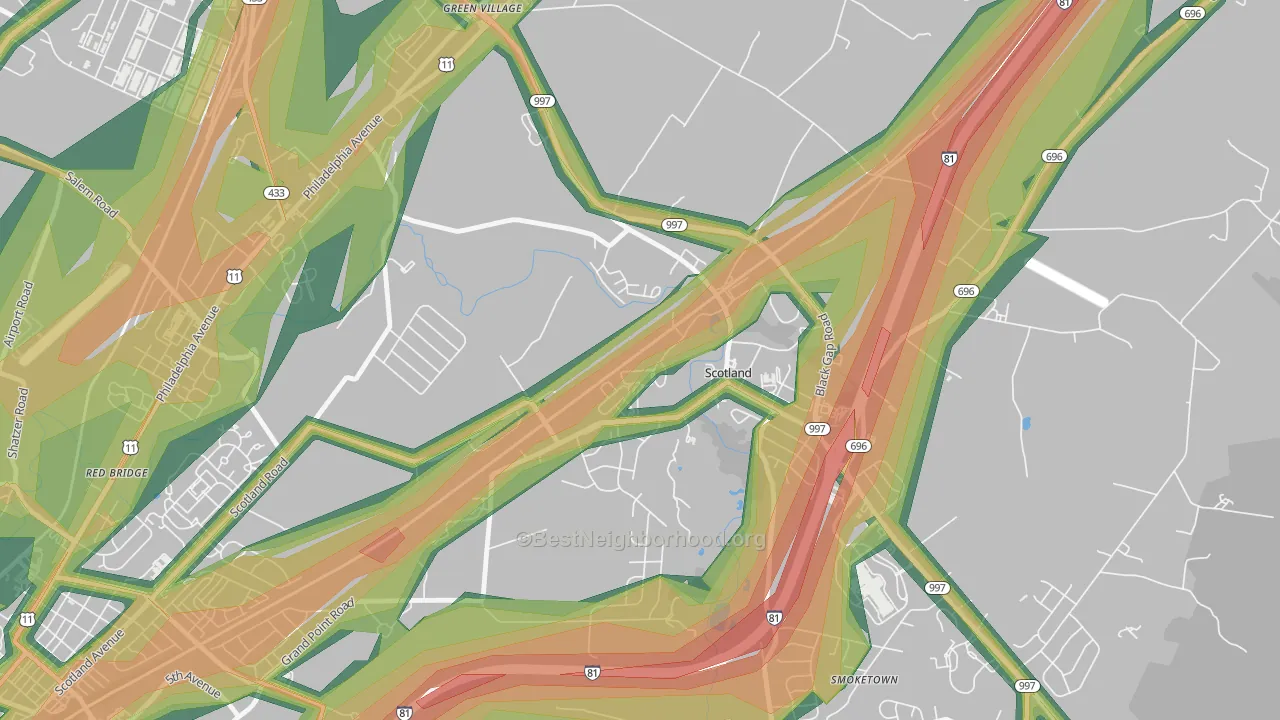 17254, PA Map of Noise Levels in 17254