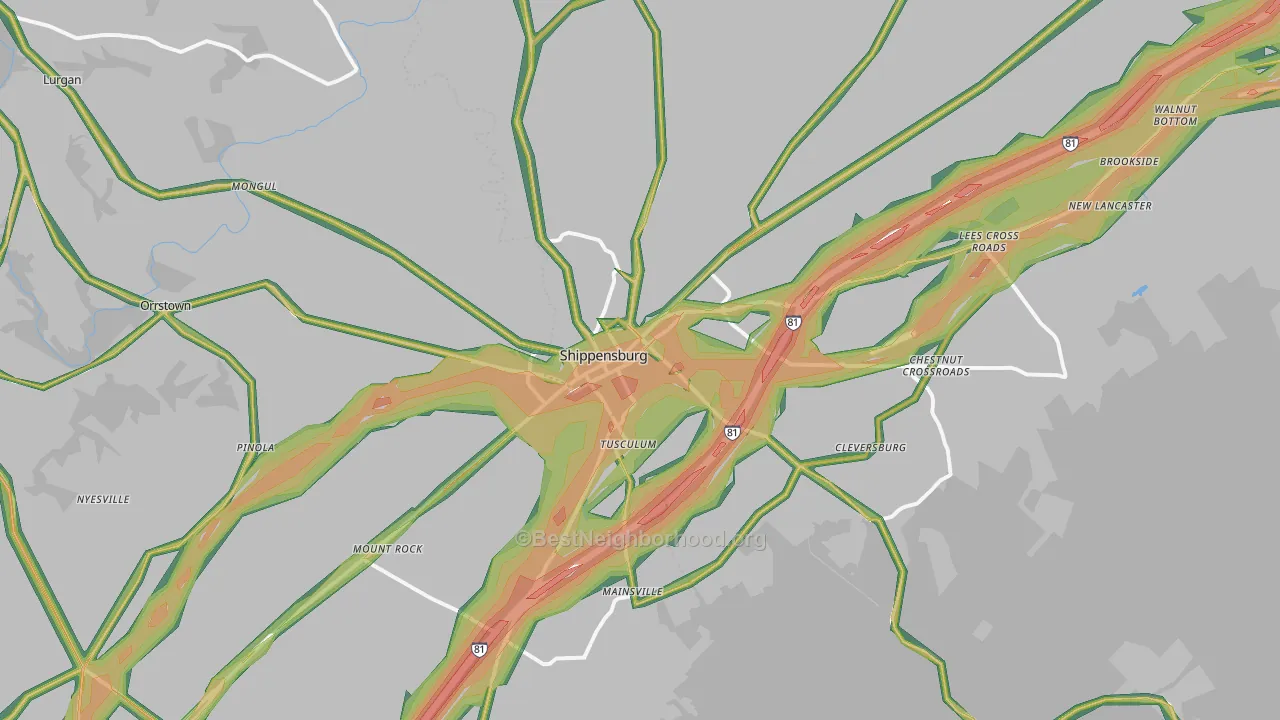17257, PA Map of Noise Levels in 17257