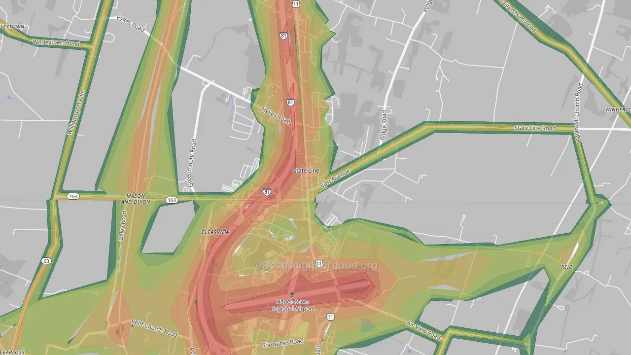 17263, PA Map of Noise Levels in 17263
