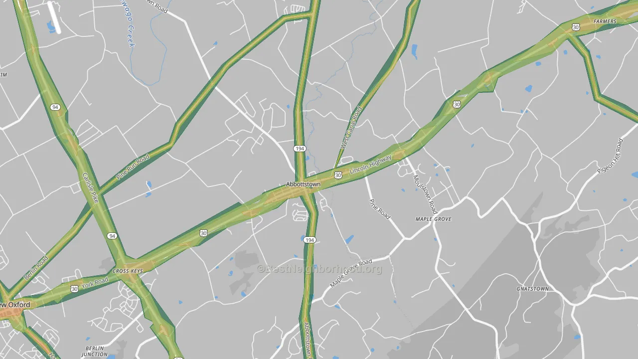 17301, PA Map of Noise Levels in 17301