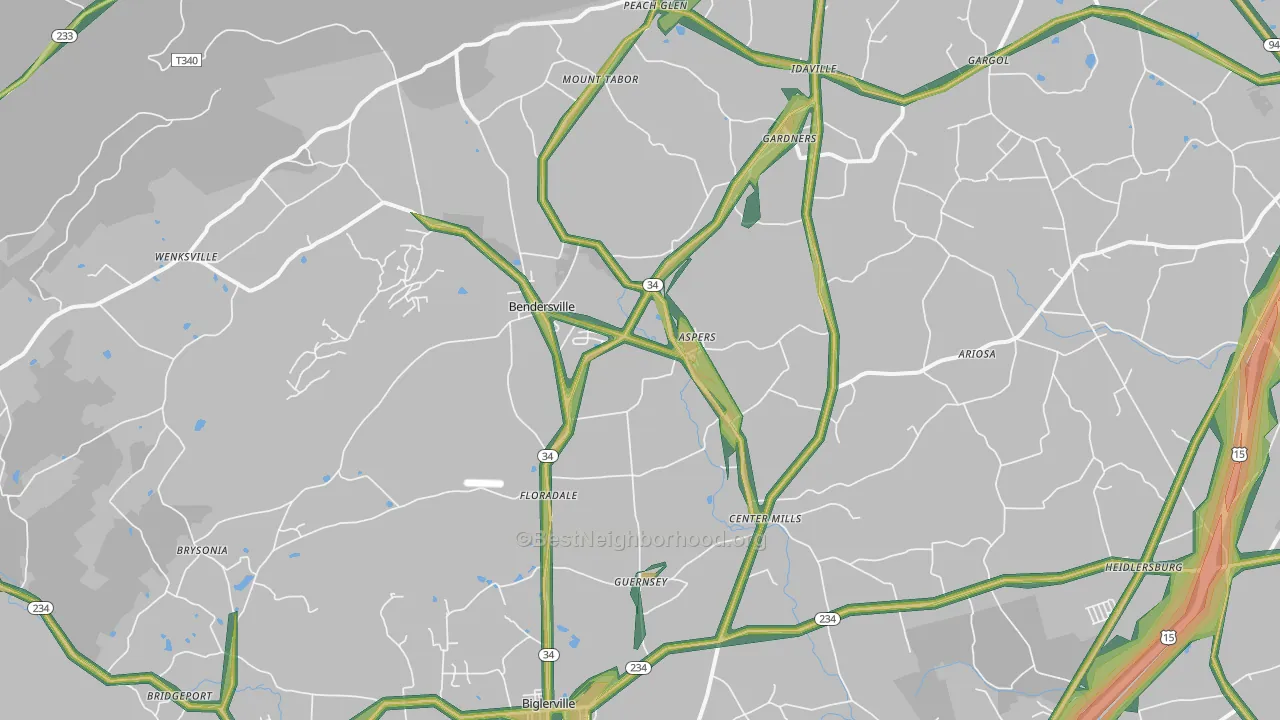 17304, PA Map of Noise Levels in 17304