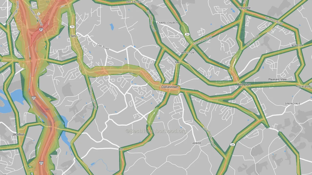 17313, PA Map of Noise Levels in 17313