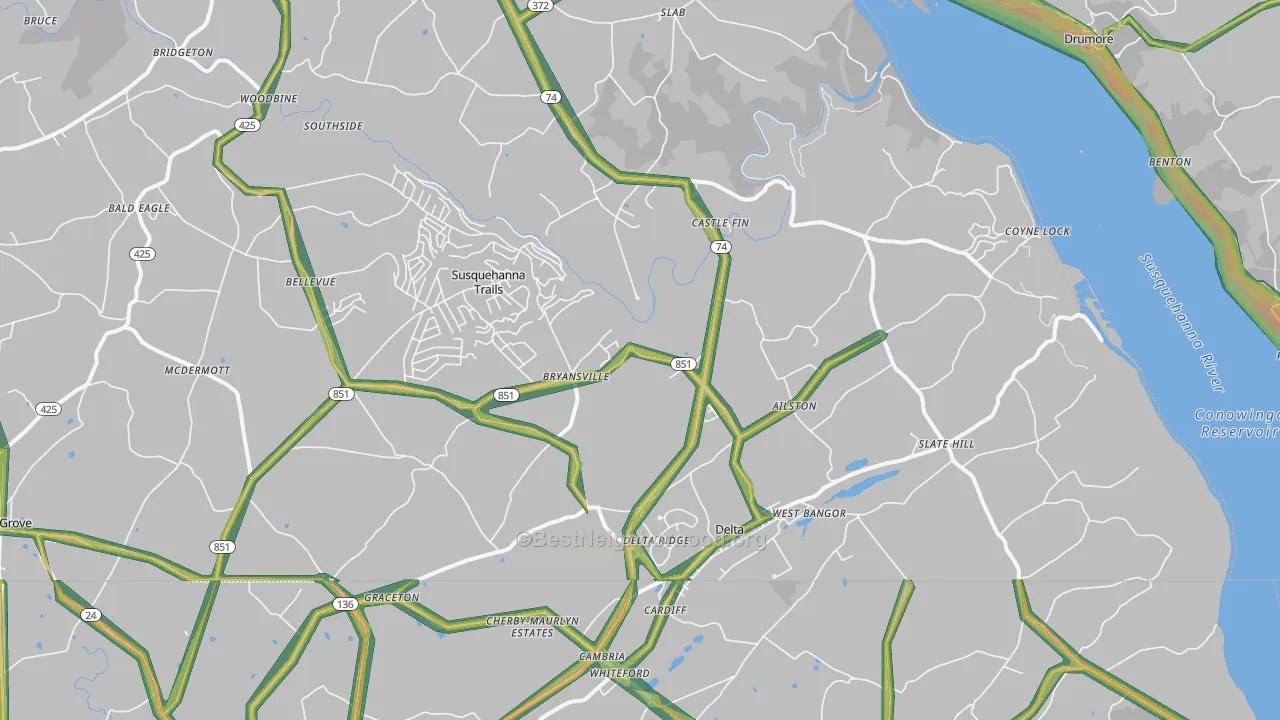 17314, PA Map of Noise Levels in 17314