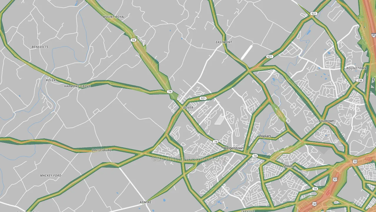 17315, PA Map of Noise Levels in 17315