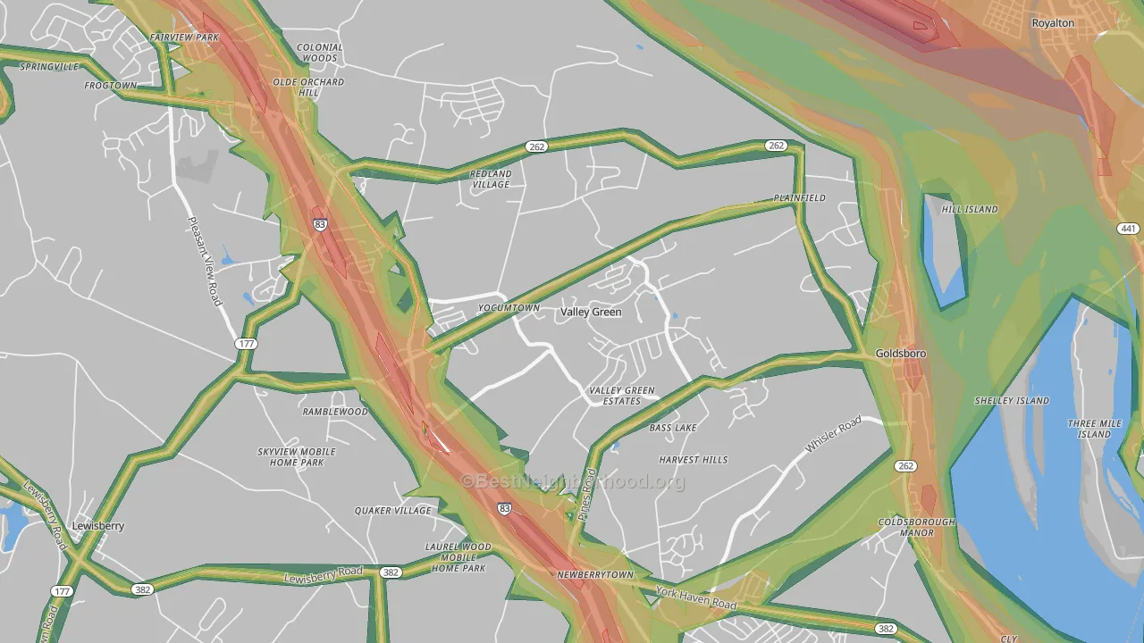 17319, PA Map of Noise Levels in 17319