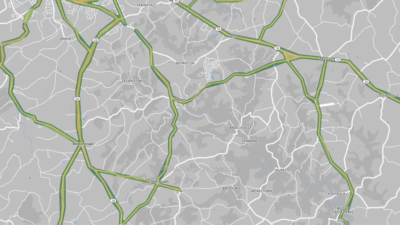 17322, PA Map of Noise Levels in 17322