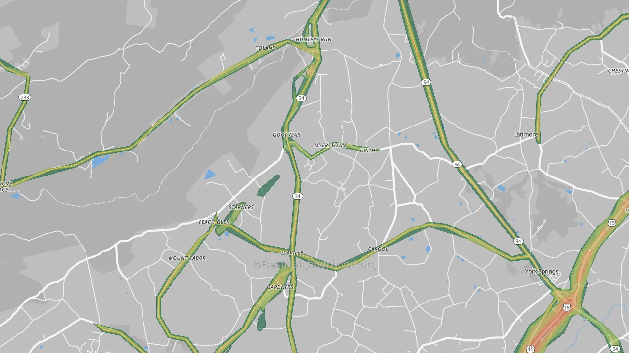 17324, PA Map of Noise Levels in 17324