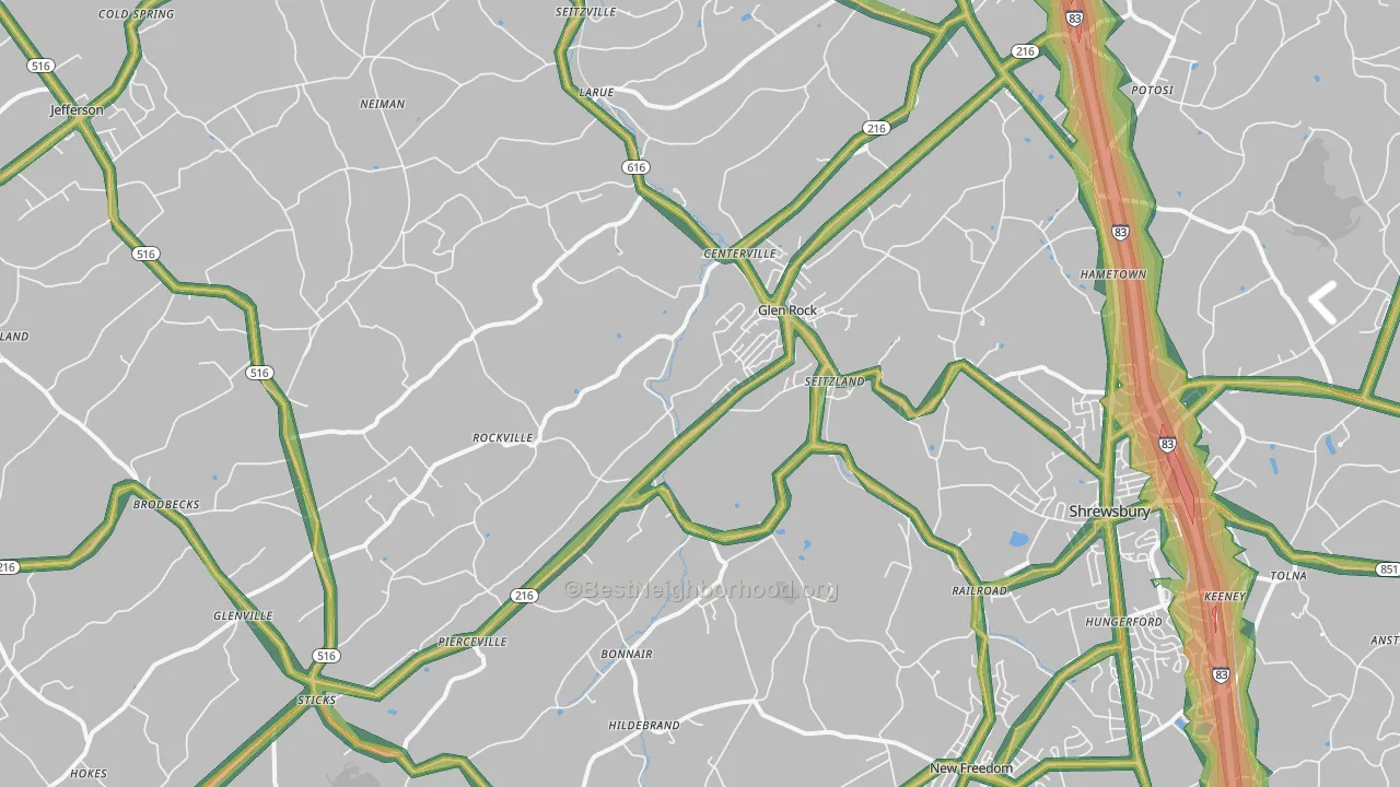 17327, PA Map of Noise Levels in 17327