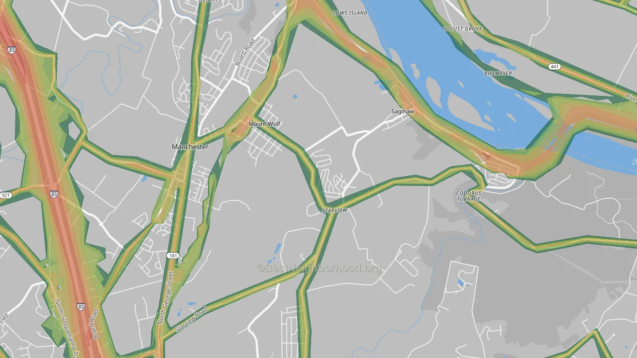 17347, PA Map of Noise Levels in 17347