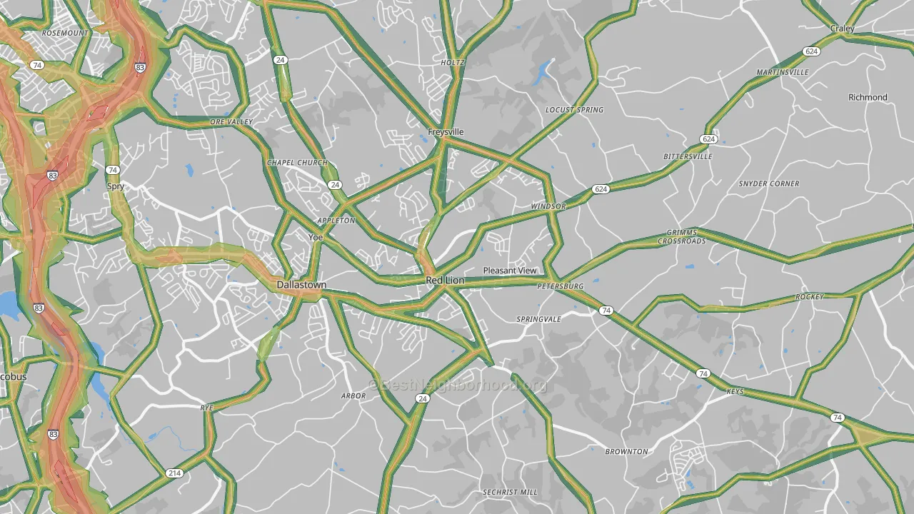 17356, PA Map of Noise Levels in 17356