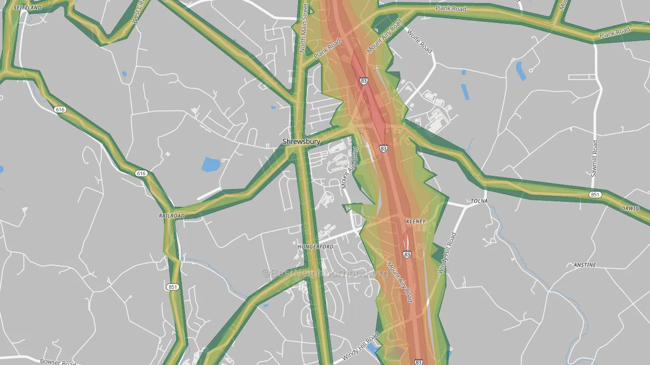 17361, PA Map of Noise Levels in 17361