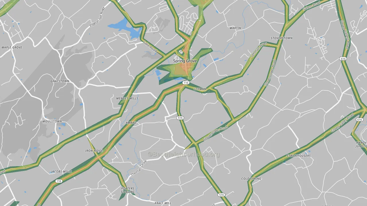 17362, PA Map of Noise Levels in 17362