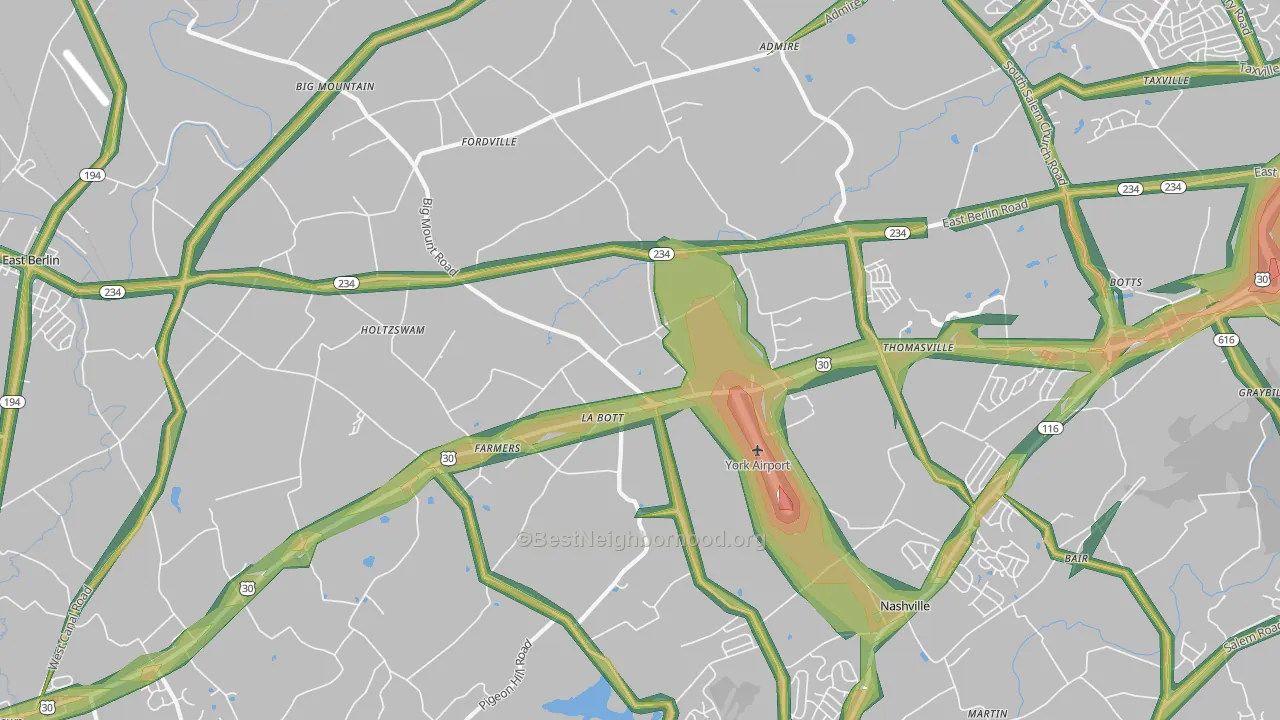17364, PA Map of Noise Levels in 17364