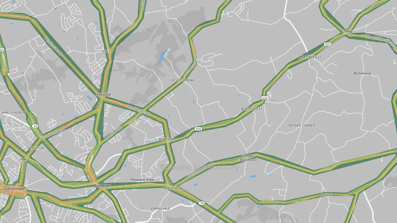 17366, PA Map of Noise Levels in 17366