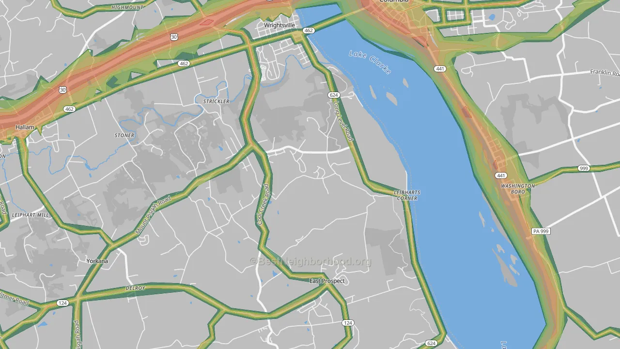 17368, PA Map of Noise Levels in 17368