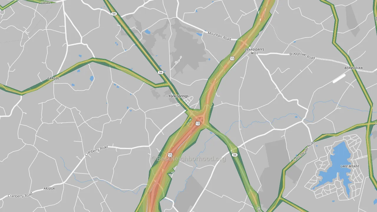 17372, PA Map of Noise Levels in 17372